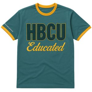 HBCU T-Shirt con suoneria giallo senape 100 ciniglia in cotone ricamato verde acqua lettere Unisex regalo di moda collegiale - Product Image 3