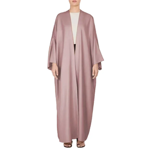2024 mode 2 pièces ensemble femmes traditionnel islamique robe ouvert Cardigan couleur assortie soie intérieur Slip traditionnel musulman vêtements - Product Image 5