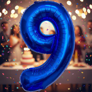 Palloncino Foil Numero 9 Blu Scuro 1M per Feste, Riempibile con Elio, Decorazione per Feste - Product Image 3