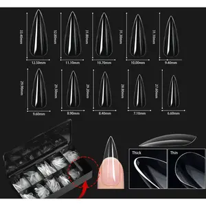 Unghie Finte Misscheering XL a Stiletto, Copertura Completa in Acrilico, Logo Personalizzato, Unghie Preincollate per Dita, Lunghezza XXXL - Product Image 1