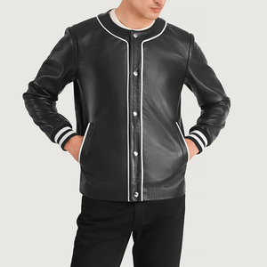 Chaqueta universitaria personalizada para hombre con cuerpo de lana y mangas de cuero, chaquetas universitarias de béisbol con logotipo bordado Letterman - Product Image 4