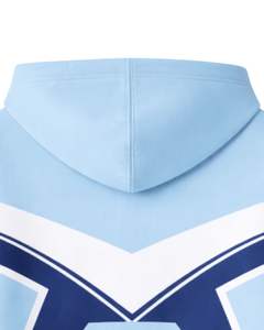 <b>Mens</b> Sky Blue Zip Up <b>Hoodie</b> With White Navy Chevron Design Fleece Lined Hooded Sweatshirt Casual Winter Streetwear Style Wear - Product Image 6