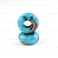 Perles de pierres précieuses en quartz turquoise naturel poli brillant, forme rondelle, lisses, bleu doré, 14x8mm, certifiées par un tiers pour la bijouterie