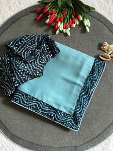 Sari en soie Georgette Banarasi pure, spécial été, avec travail de tissage Banarasi Jari, tenue de mariage formelle - Product Image 2