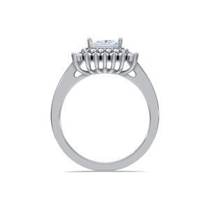 Elegante Anillo Halo con Diamantes de Corte Princesa de 1.45ctw |   Anillo de boda de plata de ley 925 maciza con diseño de hombro dividido - Product Image 4