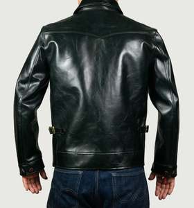 Chaqueta de cuero de caballo, forro de cuero curtido para verduras, botón de madera de algodón, espesor de 1,2mm, hecho a mano - Product Image 1