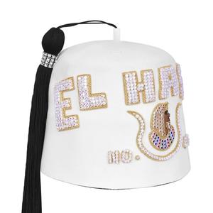 Sombrero Fez de Lana Blanca de Alta Calidad Personalizado para Hija de la Corte Imperial, con Tres Hileras, DOI, con Bordado de Bullion, para Regalia Shriner - Product Image 1