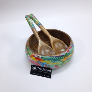 สติกเกอร์ไม้พิมพ์ลายอีพอกซีเรซินและชามสลัดไม้มะม่วง - Product Image 4