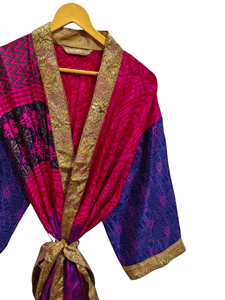 Ropa de mujer, ropa de playa de tamaño libre, bata larga, ropa de noche, bata de retazos, traje de baño, Kimono de seda Sari de verano para mujer - Product Image 6