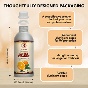Aceite Esencial de Piel de Naranja Dulce Aromatika 500ml 100% Puro y Natural de Citrus Sinensis Prensado en Frío para Aromaterapia, Apto para Todo Tipo de Piel - Product Image 4