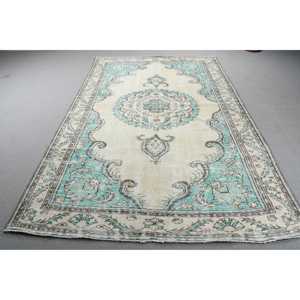 Alfombra Turca Vintage de Lana Azul, 6,4x10,1 pies (195x307 cm) - Product Image 1