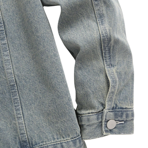 Mens Winter <b>Light</b> Blue Washed Denim Jacket 100 Cotton Button Front Long Sleeve Casual Trucker Regular Fit Streetwear Outerwear - Product Image 5