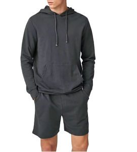 Men's Plus Size Winter Pullover Hoodie & Shorts Set with Relaxed Fit 100% Cotton Fleece Daily Comfort Sportswear - Product Image 1