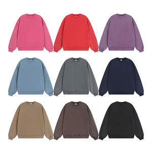 400G poids lourd hommes rétro français éponge o-cou lavé à l'acide en détresse sweat à capuche et sweat avec Logo personnalisé Streetwear sweats à capuche - Product Image 2