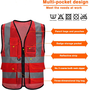 Haute visibilité noir garde de sécurité gilet jetable Construction industrielle échappée poche marche combinaison réfléchissante HPPE - Product Image 5