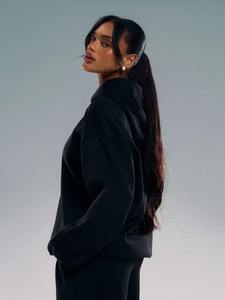 Ensemble de survêtement de sport décontracté à capuche imprimé pour femmes, pour le fitness, le yoga, le port quotidien - Streetwear d'automne uni - Product Image 3