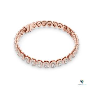 7.04 CT Rose <b>Gold</b> Radiant Cut Lab Grown Diamond Halo Link Bracelet in 14K <b>Solid</b> <b>Gold</b> - Product Image 2