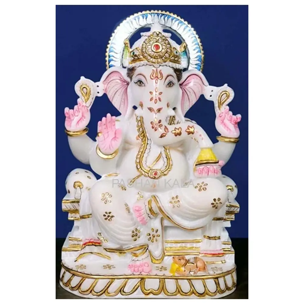 Pure White Marble Ganesh Exclusive Statue Furthermore Lord Ganesh Idol Murti Religious Statues Pooja Murti Hindu God