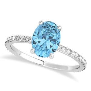 Ajuste de punta de Topacio Azul de corte ovalado y anillos de diamantes 0.86ct Topacio azul con diamante de corte redondo 2025 anillos de boda de moda para mujeres - Product Image 2