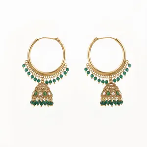 Koop Online Export Kwaliteit Van Antieke Moti Jhumki Bali Oorbel Met Gold Plating 212893 Voor Vrouwen