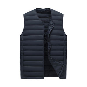 Vente en gros Gilet en duvet chaud en coton rembourré grande taille Bouton personnalisé Manteau d'hiver pour hommes Chaleur Designer Gilet bouffant veste bouffante - Product Image 4