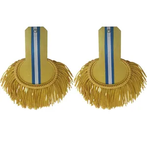 Rango de charreteras de estilo personalizado para uniforme de banda de marcha, tableros de hombro de corte trenzado de alambre de lingotes de oro de alta calidad