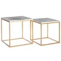 Table basse ronde moderne en métal blanc et marbre avec base dorée, design réglable, taille personnalisable
