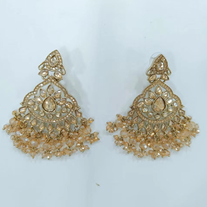 Top Fashion Vintage Goutte D'eau Cloche Boucles D'oreilles Indien Kundan Style Traditionnel Plaqué Or Alliage Dames Boucles D'oreilles Ensemble pour les Femmes - Product Image 1