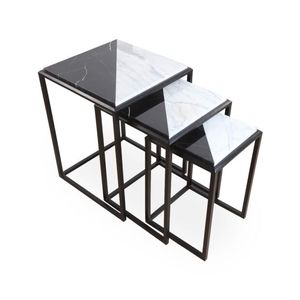 โต๊ะกาแฟฝั่งตะวันตกทรงสี่เหลี่ยมผืนผ้าโต๊ะกาแฟแบบอลูมิเนียมและเหล็กดัด3ชั้น - Product Image 6