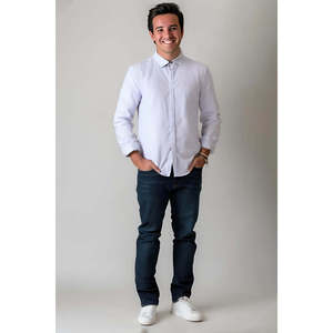 Camisetas de otoño tejidas antiarrugas mandarín abotonadas informales a rayas de algodón 100% para hombre de diseño profesional - Product Image 3