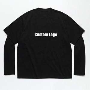 Camiseta de manga larga de doble capa para hombre, venta al por mayor, ropa para correr de verano, Jersey, camisetas de doble capa estampadas informales - Product Image 3