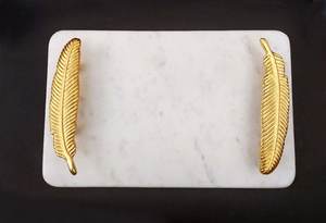 Luxury Premium Unique New Design Hot sale New Arrival <b>Marble</b> Serving <b>Tray</b> with Metal Handle For Table Decoration Kitchen Usage - Product Image 6