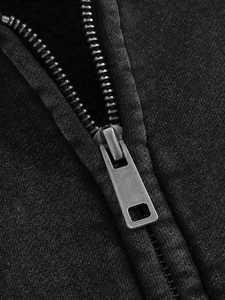 Sudadera con capucha y cremallera personalizada, de algodón y forro polar, estilo vintage con lavado ácido y efecto desgastado para hombre, con logotipo personalizado - Product Image 2