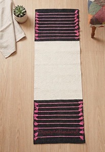 DignityArtHandicraft Contemporary Handmade Chenille <b>Rug</b> Rectangle Black Pink White Home Decor - Product Image 5