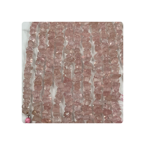 Cuentas de pepitas facetadas de cuarzo rosa natural Premium de diseño personalizado hebra de 8 pulgadas 12-15mm aprox. Fabricación de joyas - Product Image 1