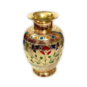 High Quality Brass Flower Vase Engraved Multi Color With Polish Finished For Tabletop Home Decor And Table Decoration - Product Image 5
