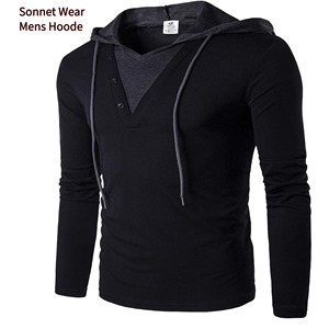 Sudadera con capucha sólida para hombre con bolsillo de canguro Diseño de hombro caído Sudadera duradera - Product Image 2