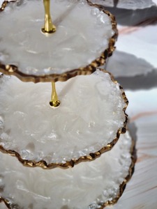 High Quality Clear Resin <b>Cake</b> <b>Stand</b> with Floral Embeds Artistic Display for <b>Cakes</b> and Sweet Treats Available for Best Price - Product Image 3