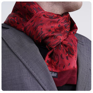 Exve Exclusive Smart Double-Sided Square <b>Scarf</b> & Handkerchief Red Black Shawl Pattern AE3481 - Product Image 1