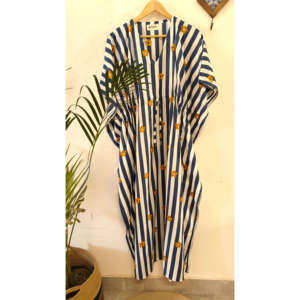Kaftan respirant à rayures florales - Product Image 2