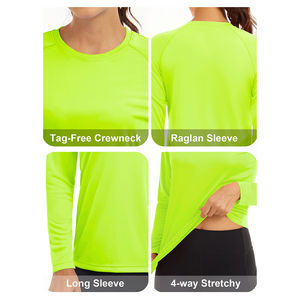 Camisetas de Protección Solar de Alta Calidad, Ajustadas, con Cuello Redondo, Protección para la Piel para Uso en Exteriores, Mangas Largas, para Mujer, OEM - Product Image 3