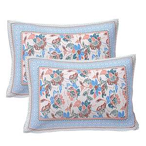 Juego de Sábanas y Fundas de Almohada con Estampado Floral 100% Algodón Azul Cielo (3 Piezas) - Product Image 3