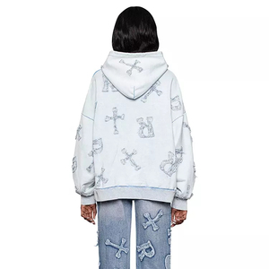 Sweat à capuche pour homme en coton 100% avec logo personnalisé en strass, poids lourd pour l'hiver - Product Image 6