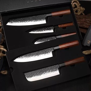 Juego Hecho a Mano de Cinco Cuchillos de Chef de Cocina Japonesa San Mai de Alta Calidad Forjados con Funda de Cuero para Acampar y Supervivencia - Product Image 6