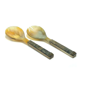 Servidor de ensalada de cuerno de buey de Búfalo, cuchara de mango largo, diseño tradicional, cubiertos, restaurantes, cubiertos y cuchara para cena de boda - Product Image 4