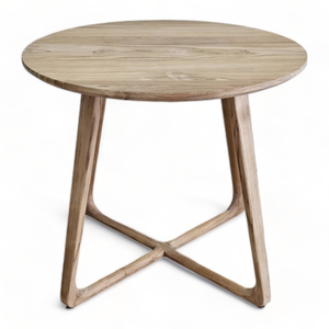 Ensemble table à manger moderne de luxe en bois de teck brut de qualité durable table circulaire en bois massif pour hôtel cuisine meubles de maison villa - Product Image 1