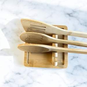 Support à cuillères en bois d'acacia, cuillère à salade et cuillère de service, cuisine, pour hôtels, maisons, restaurants - Product Image 3