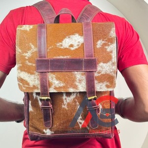 New High Quality Vintage Style Brown Full Grain Leather Backpack <b>Bag</b> Men's Cowhide Leather <b>Laptop</b> Backpack Zipper Closure Travel - Product Image 1