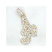 Pendentif Alphabet Tendance en Argent Sterling 925 avec Diamant de Laboratoire CVD 2-3 carats Taille Brillant Certifié IGI, Bijou Personnalisé Lettre Initiale