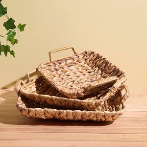 Plateaux de service pour le petit-déjeuner, thé et café, vente en gros, plateau de rangement en jacinthe d'eau naturelle, prêt à être expédié - Product Image 2